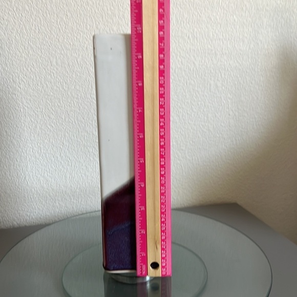 Handmade Studio Pottery Vase Blues‎ Purple Artist Signed Rectangle 10” Earthware - Picture 5 of 9